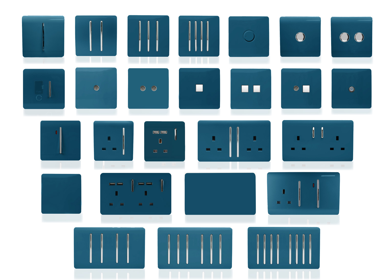 ARTWHS1MD Midnight Blue Trendi 20 Amp Neon Insert Double Pole Switch